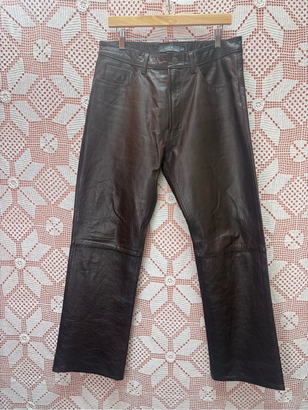 Vintage Y2K Gap Genuine Leather Boot Fit Brown Pants